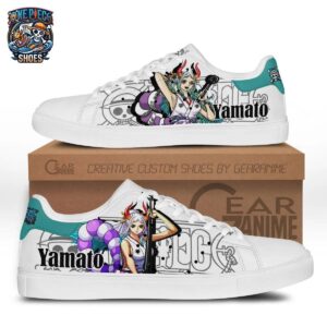 Yamato Court Low-Top Sneakers – White Teal One Piece Manga Streetwear Shoes