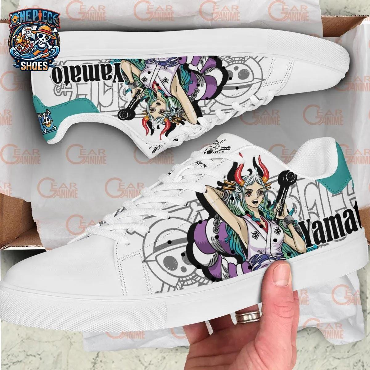 Yamato Court Low-Top Sneakers – White Teal One Piece Manga Streetwear Shoes Yamato Court Low-Top Sneakers – White Teal One Piece Manga Streetwear Shoes