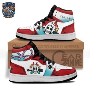 Yamato Jolly Roger High-Top Leather Sneakers – Red White One Piece Character Shoes