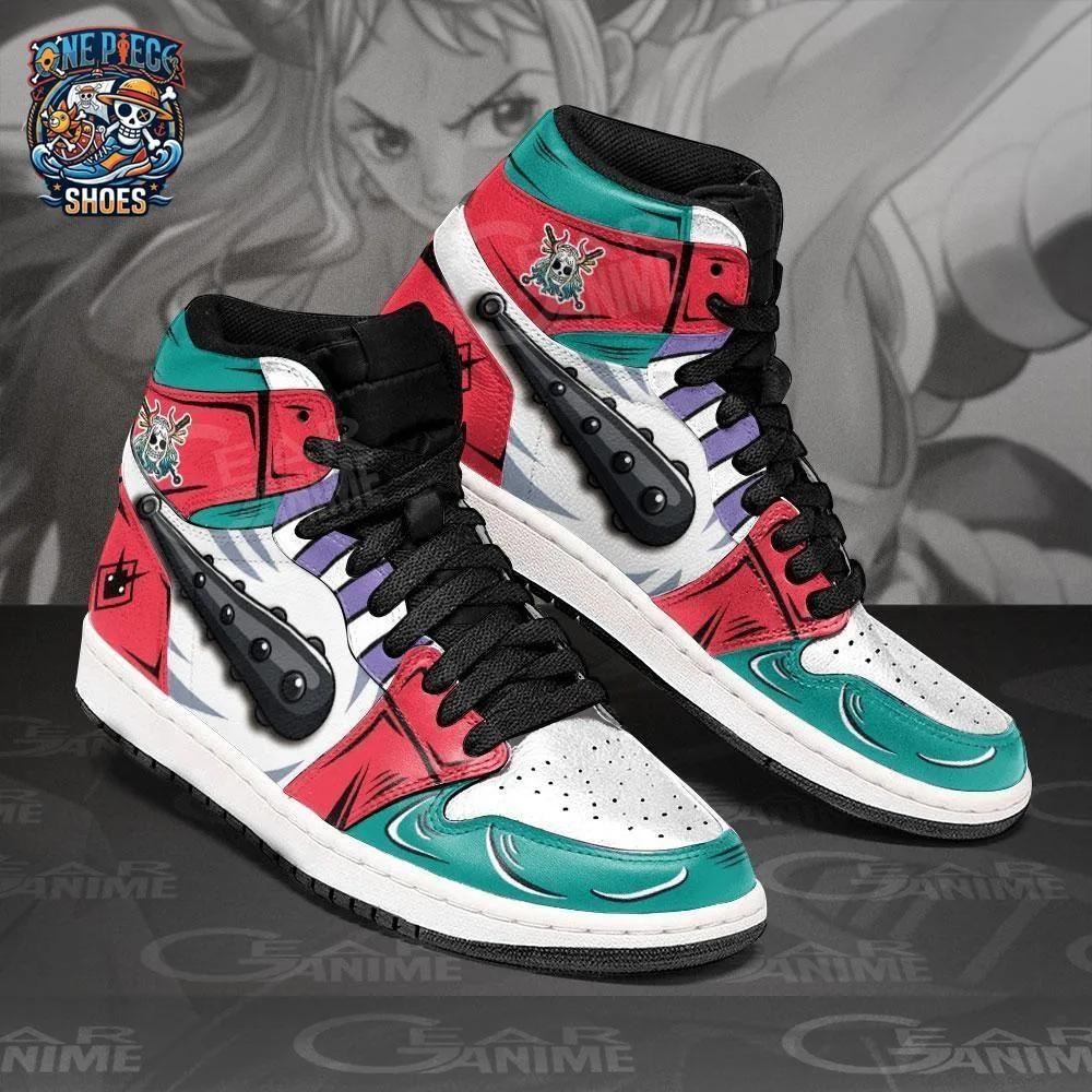 Yamato Red Teal High-Top Sneakers – One Piece Oni-Inspired Graphic Shoes Yamato Red Teal High-Top Sneakers – One Piece Oni-Inspired Graphic Shoes