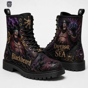 Blackbeard Emperor of the Sea Combat Boots – Anime Streetwear for Fans